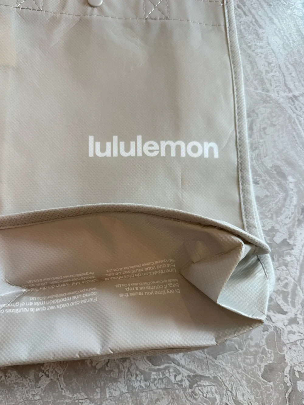 NWT lululemon Beige Tote with White Logo, Small